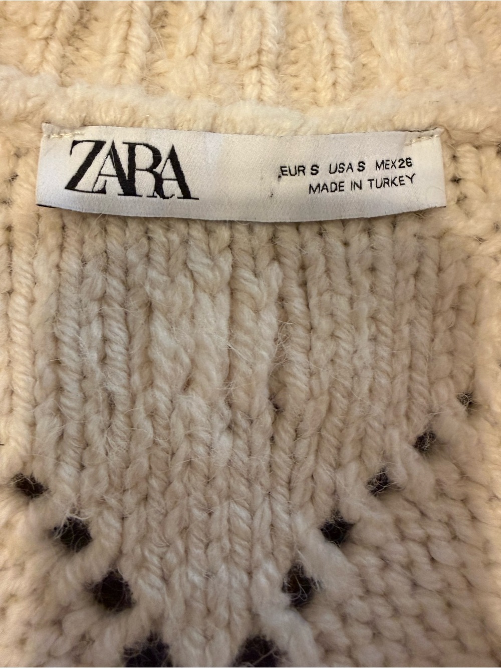 Zara Cream Cable-Knit Short Sleeve Button Cardigan Sweater small - Picture 5 of 6